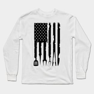 Barbecue American Flag, BBQ Smoker Grilling Long Sleeve T-Shirt